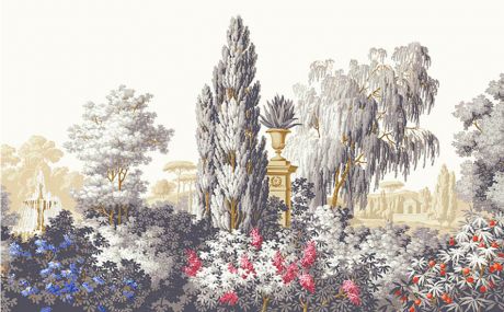 Fleuris - Gris et jaune sur blanc